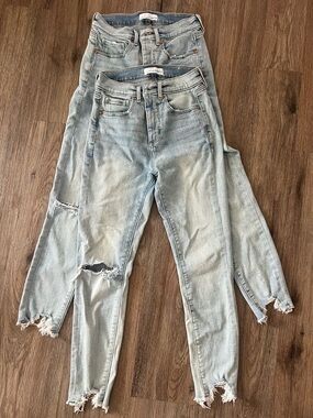 LOFT High Rise Distressed Skinny Jeans